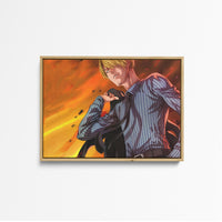 Tableau One Piece Homme Face Flammes