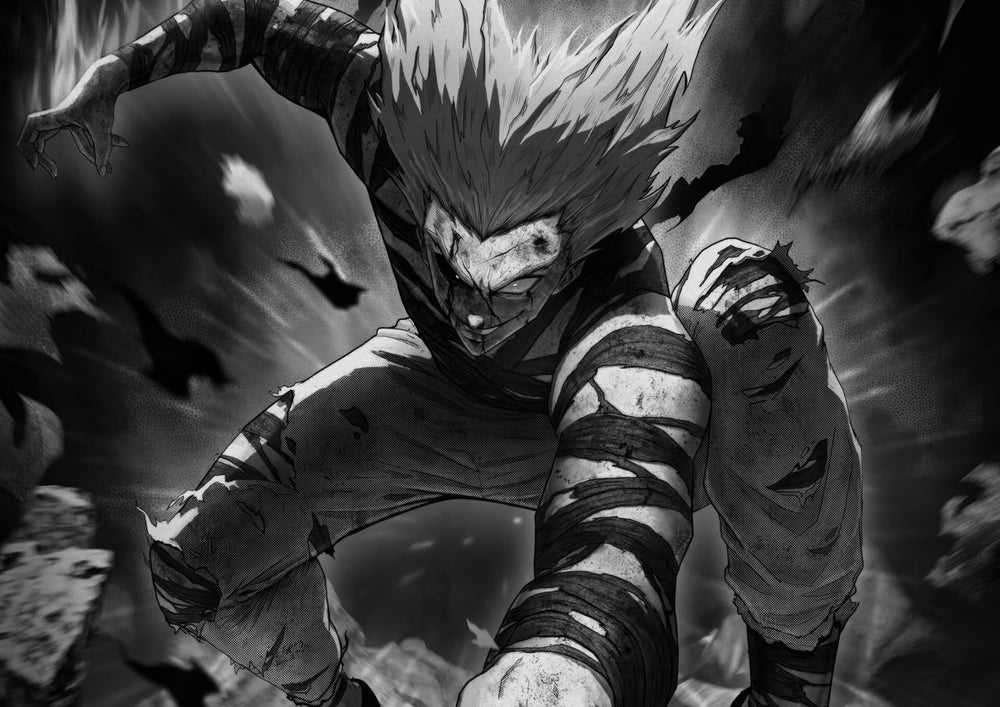 Tableau One Punch Man Guerrier Enrage Bondissant