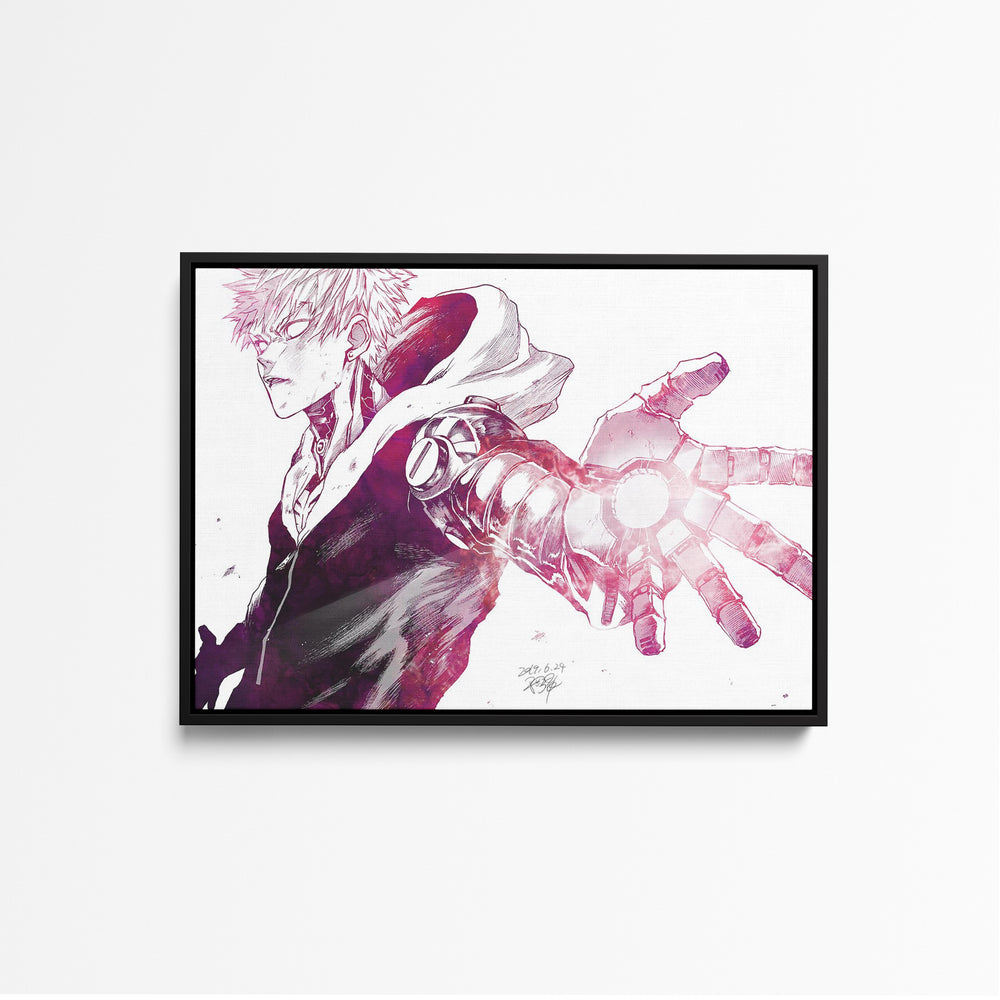 Tableau One Punch Man Main Metallique Lumineuse