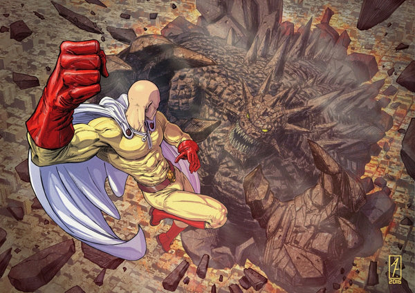 Tableau One Punch Man Superheros Contre Monstre