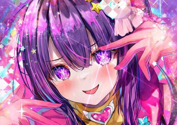Tableau Oshi No Ko Regards Etoiles Roses