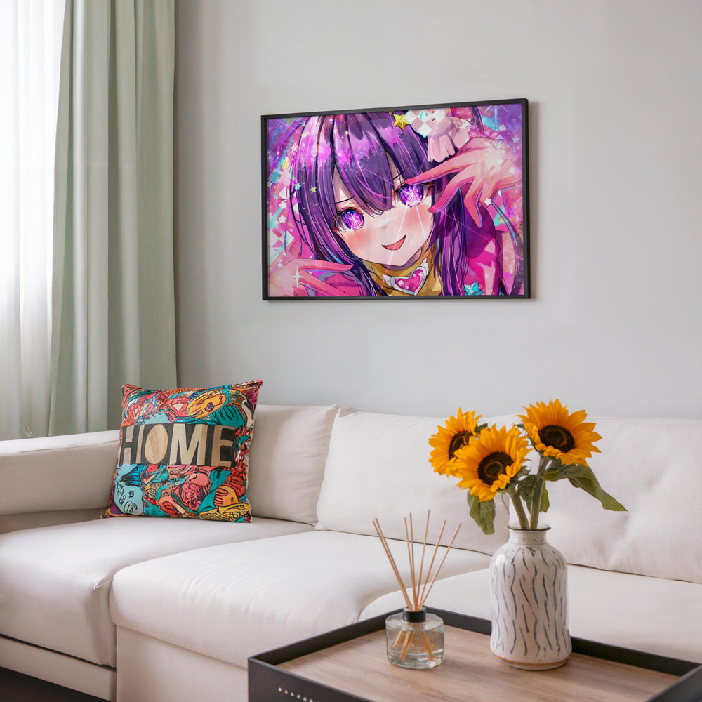 Tableau Oshi No Ko Regards Etoiles Roses