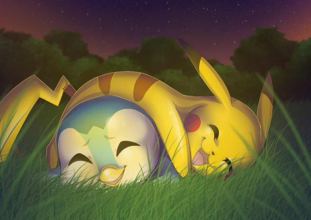 Tableau Pokemon Amis Riant Ensemble