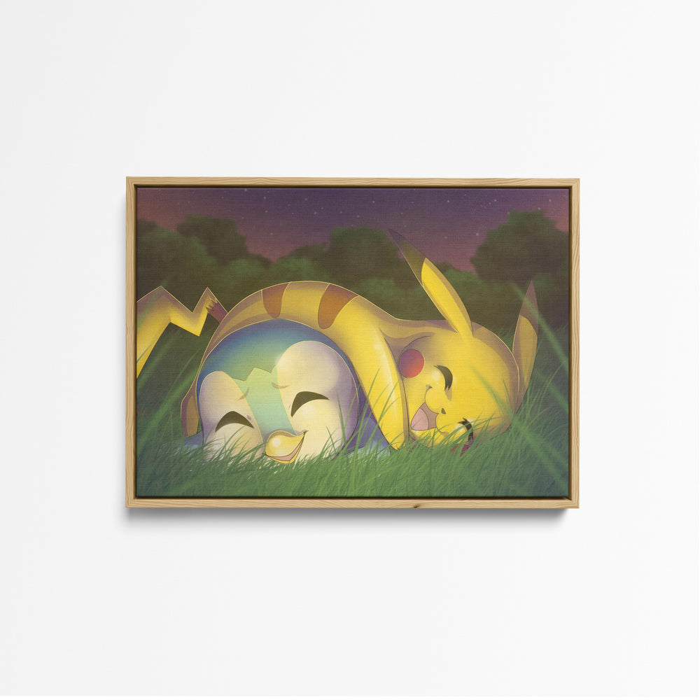 Tableau Pokemon Amis Riant Ensemble