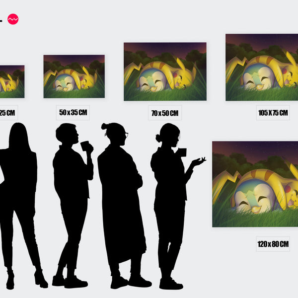 Tableau Pokemon Amis Riant Ensemble — Toile sur châssis
