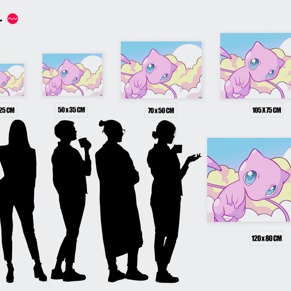 Tableau Pokemon Creature Rose Celeste — Toile sur châssis
