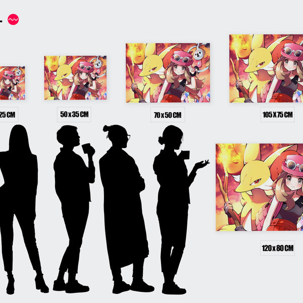 Tableau Pokemon Dresseuse Et Pokemon — Toile sur châssis