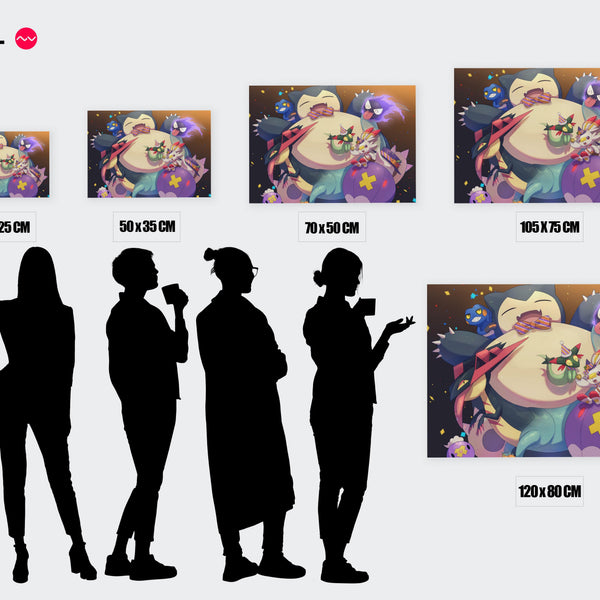 Tableau Pokemon Fete Pokemon Joyeuse — Toile sur châssis