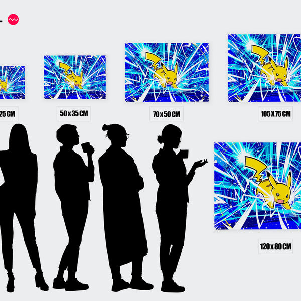 Tableau Pokemon Pikachu Electrique Foudroyant — Toile sur châssis