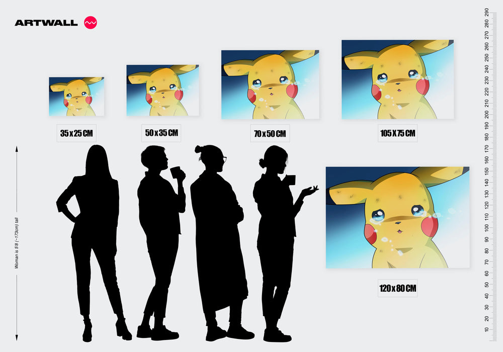 Tableau Pokemon Pikachu Pleurant Tristement