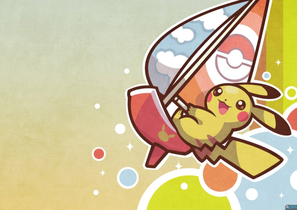 Tableau Pokemon Pikachu Surfe Joyeusement