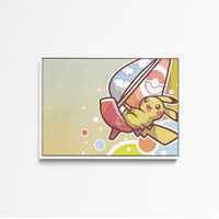 Tableau Pokemon Pikachu Surfe Joyeusement