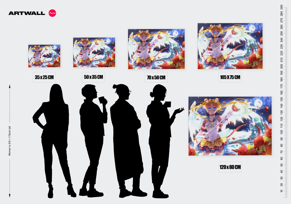 Tableau Sailor Moon Guerriere Ailee Lunaire