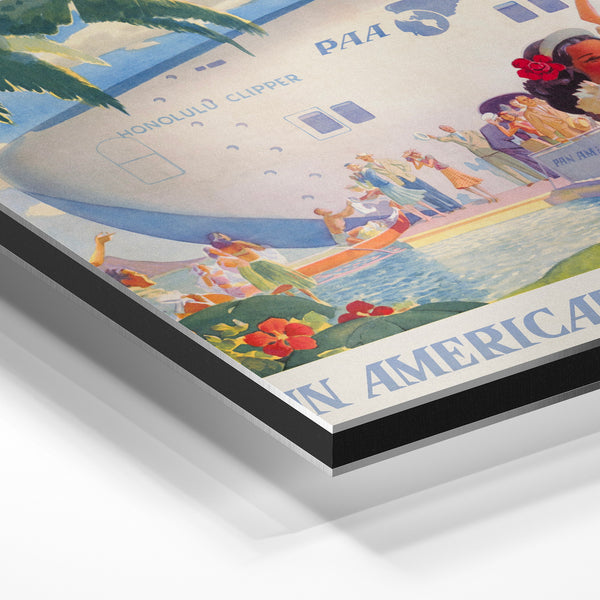 Hawaii by Flying Clipper, affiche vintage beige — Aluminium Dibond