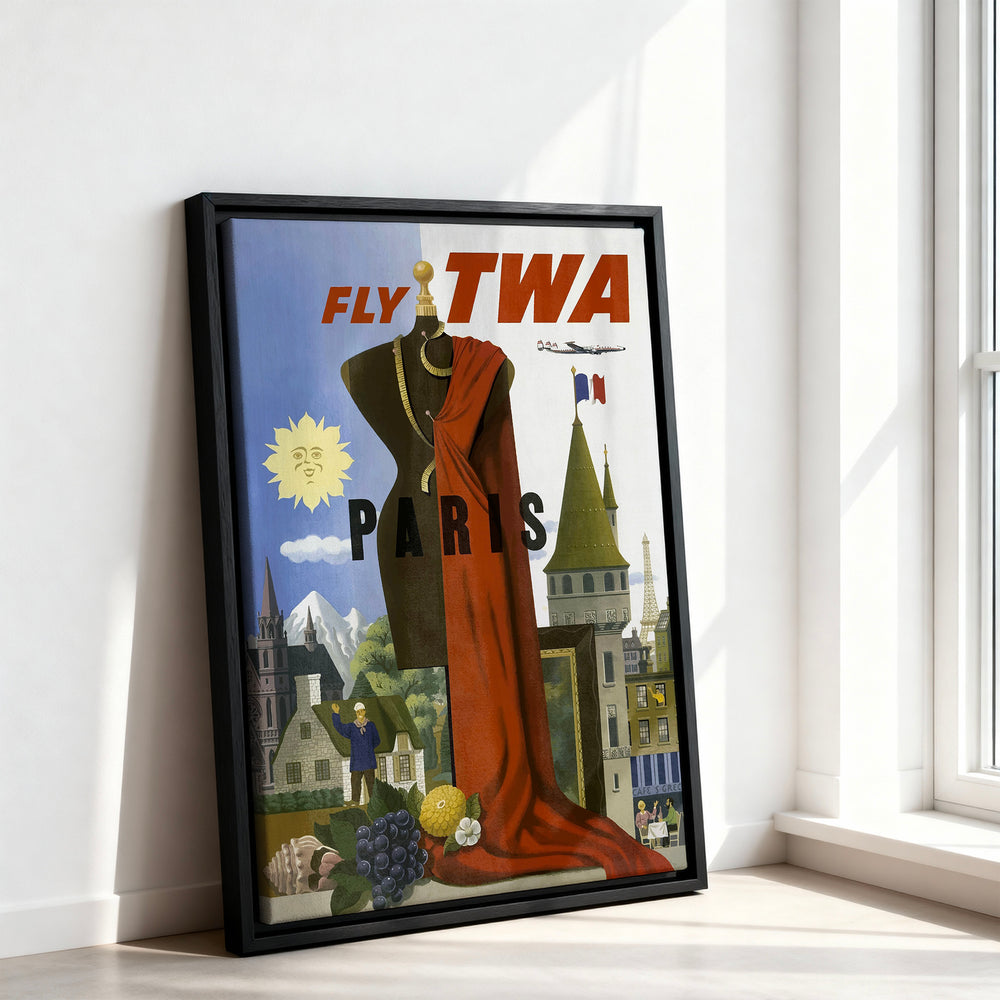 Le tableau accroché en situation dans un intérieur meublé.