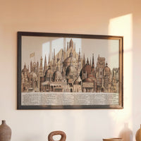 Le tableau accroché en situation dans un intérieur meublé.