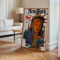 Le tableau accroché en situation dans un intérieur meublé.