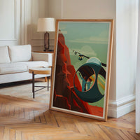 Le tableau accroché en situation dans un intérieur meublé.