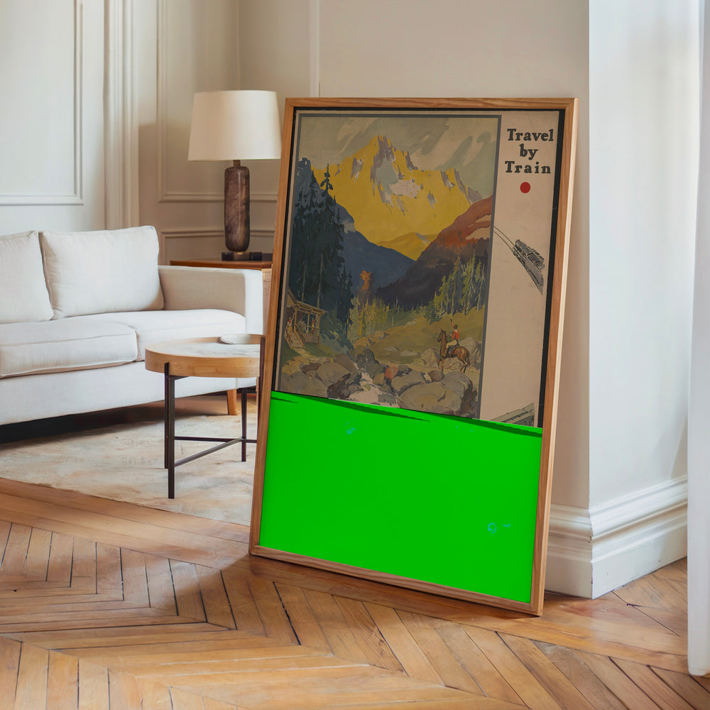 Le tableau accroché en situation dans un intérieur meublé.
