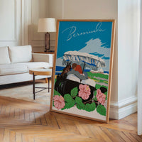 Le tableau accroché en situation dans un intérieur meublé.