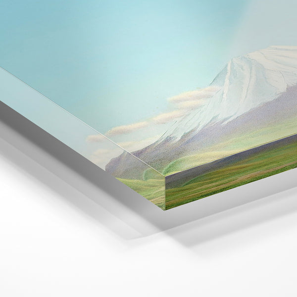 Montagne enneigée bleu ciel, paysage zen — Verre acrylique