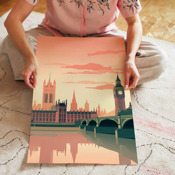 Coucher de soleil sur le Palais et la Tamise — Poster HP mat