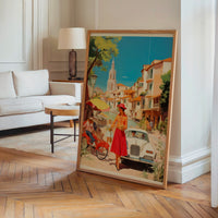 Le tableau accroché en situation dans un intérieur meublé.