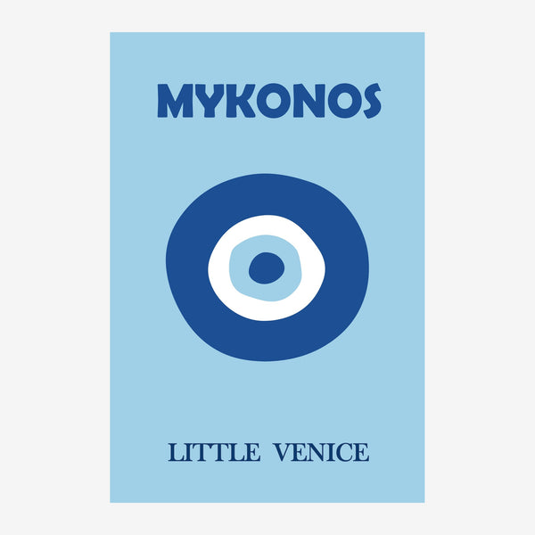 Mykonos & Little Venice - Affiche vintage bleu — Toile sur châssis