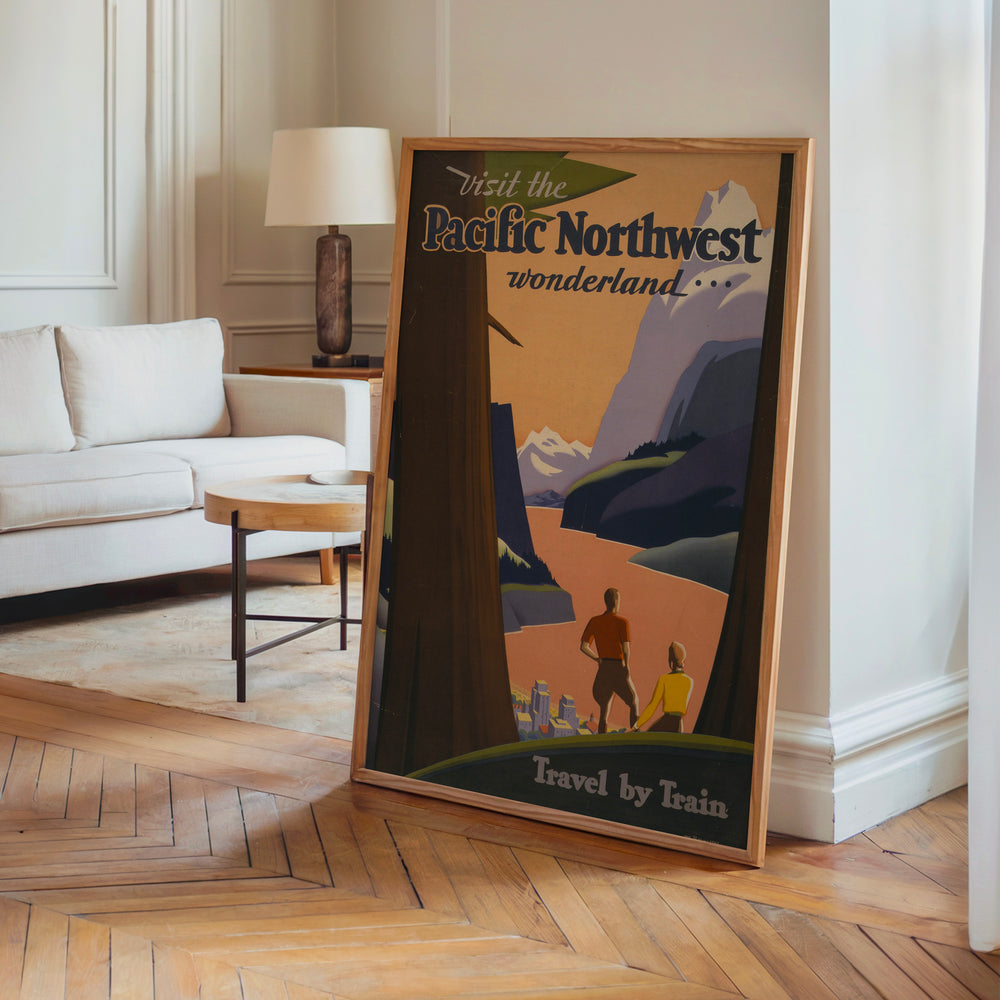 Le tableau accroché en situation dans un intérieur meublé.