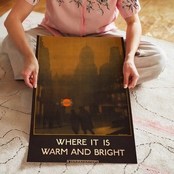 Skyline nostalgique, affiche vintage noir et terracotta — Poster HP mat