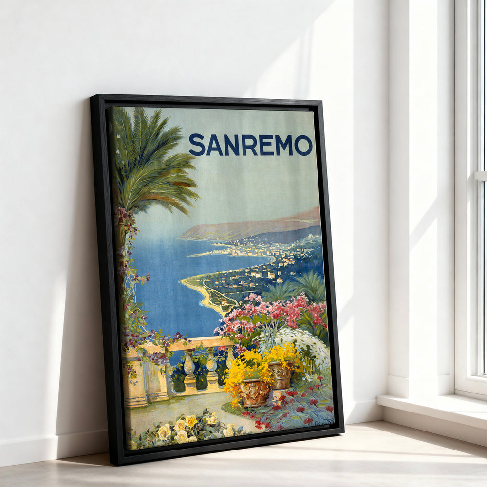 Le tableau accroché en situation dans un intérieur meublé.