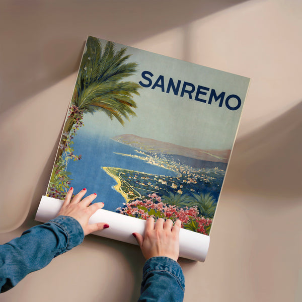 Affiche vintage Sanremo, vue méditerranéenne — Poster HP mat
