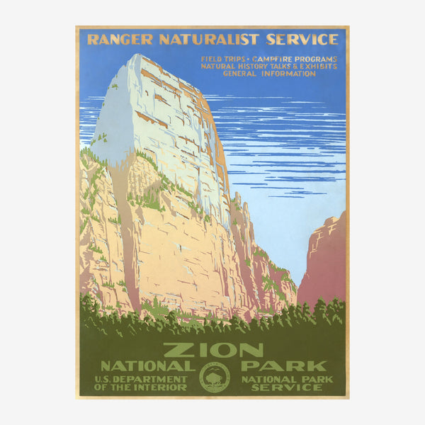 Affiche Zion National Park style rétro Ranger Service — Toile sur châssis