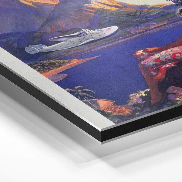 Affiche voyage rétro « Fly to South Sea Isles » — Aluminium Dibond