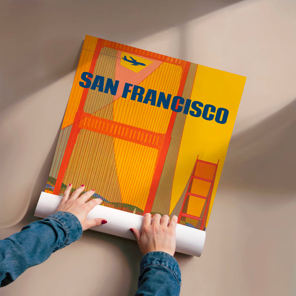 San Francisco, affiche style art déco et vintage — Poster HP mat