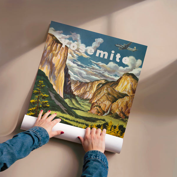 Yosemite Vintage, affiche voyage moutarde — Poster HP mat