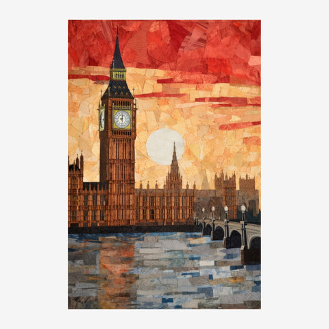 Big Ben et Westminster ocre, style géométrique