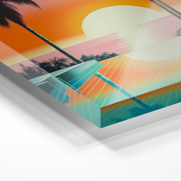Coucher de soleil rétro vintage au-dessus de la terrasse — Verre acrylique