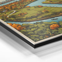 Gros plan de la matière : le tirage contrecollé sur aluminium Dibond mat, tranche visible.
