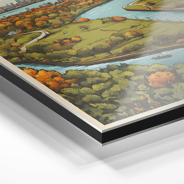 Panorama urbain et nature : vue aérienne automnale — Aluminium Dibond relief 3D