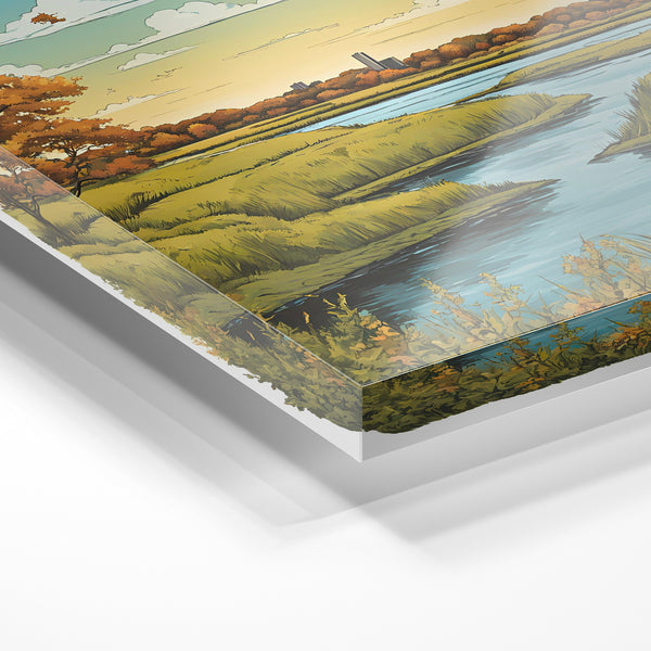 Rivière d'automne, paysage nature vintage — Verre acrylique
