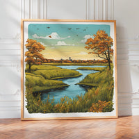 L'impression présentée en poster, sans encadrement, sur un mur neutre.