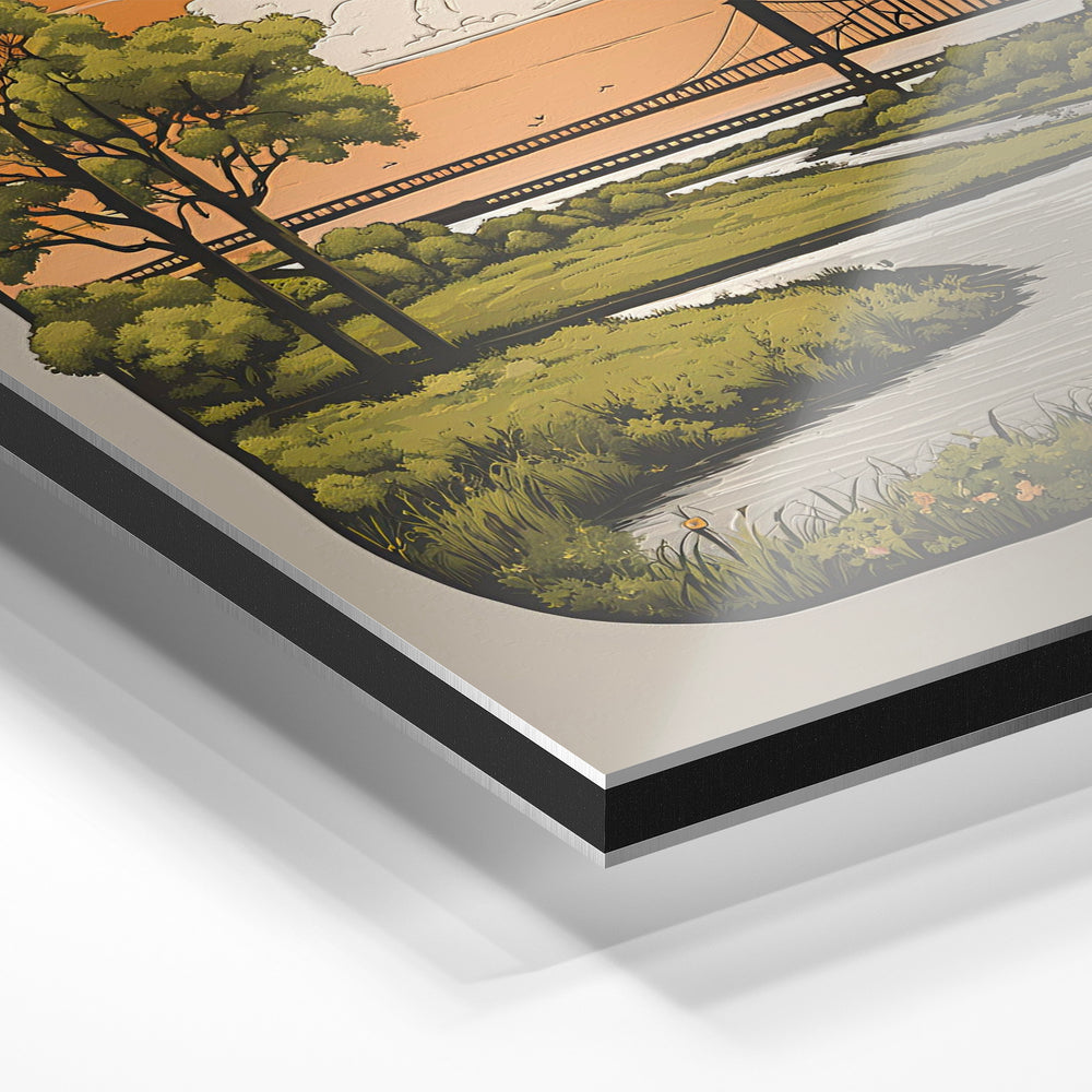 Gros plan du relief : la surépaisseur d'encre en lumière rasante sur aluminium Dibond.