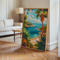 Le tableau accroché en situation dans un intérieur meublé.