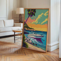 Le tableau accroché en situation dans un intérieur meublé.