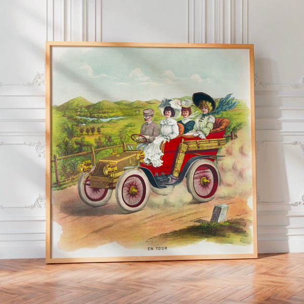 En tour - Affiche vintage automobile rétro — Poster HP mat