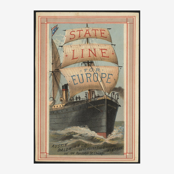 Affiche vintage State Line bateau transatlantique — Toile sur châssis