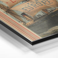 Gros plan de la matière : le tirage contrecollé sur aluminium Dibond mat, tranche visible.