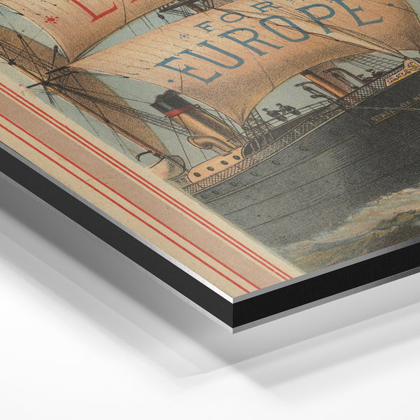Affiche vintage State Line bateau transatlantique — Aluminium Dibond