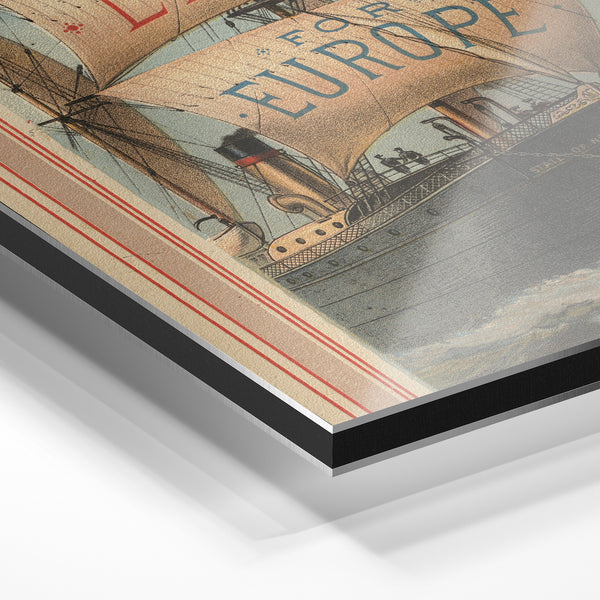 Affiche vintage State Line bateau transatlantique — Aluminium Dibond relief 3D